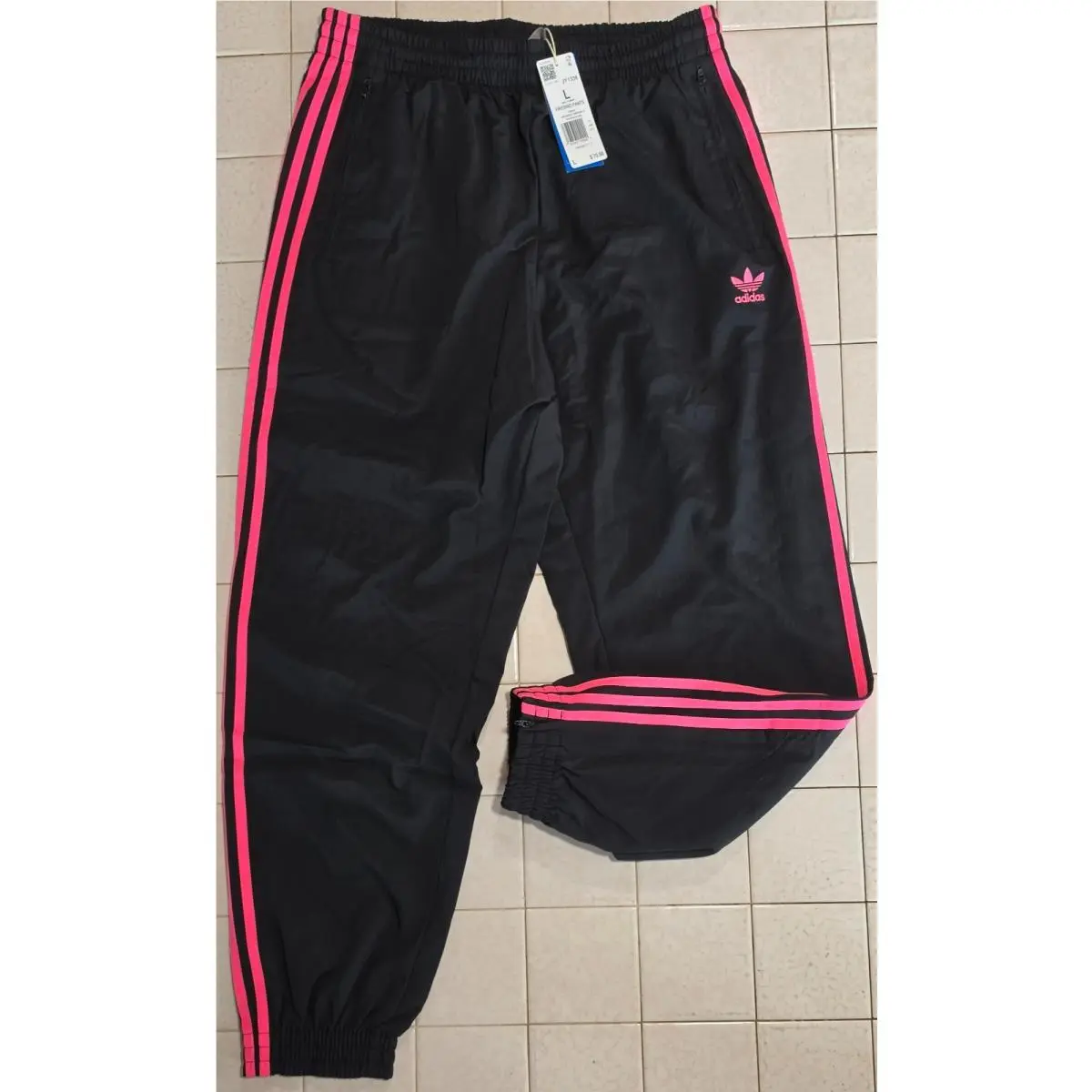 Adidas Adicolor Firebird Woven Track Pants Black Lucid Pink JY1338 Men`s L