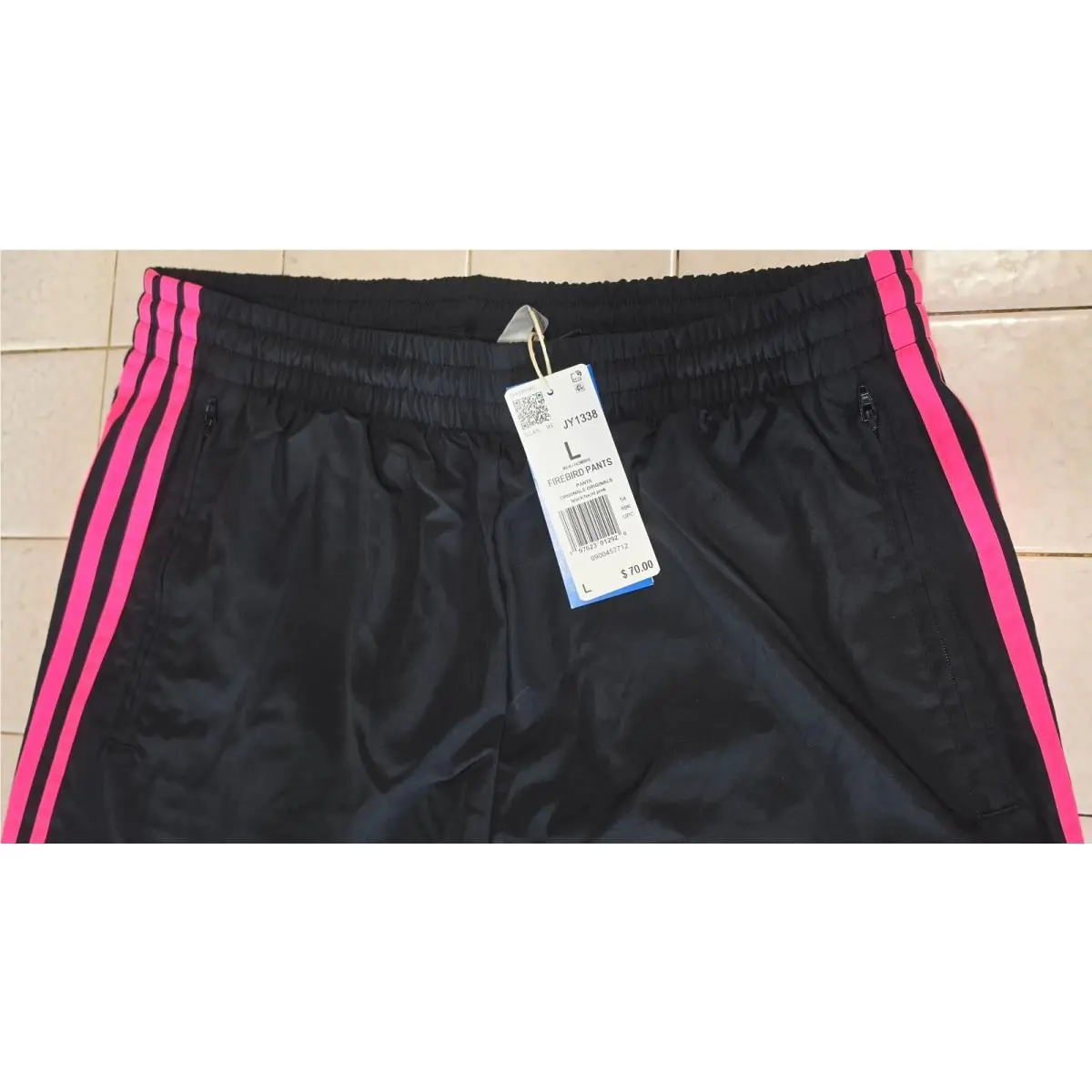 Adidas clothing - Adidas TAdidas Adicolor Baggy Fit Firebird Track Pants - JY1338 - Black Pink 1