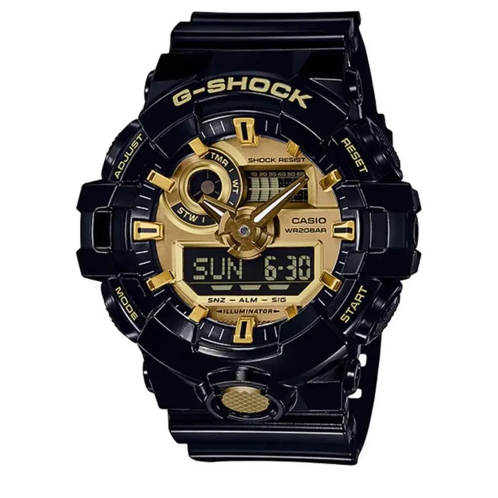 Men`s Casio G-shock Classic Black Resin Strap Watch with Gold-tone Dial Model: