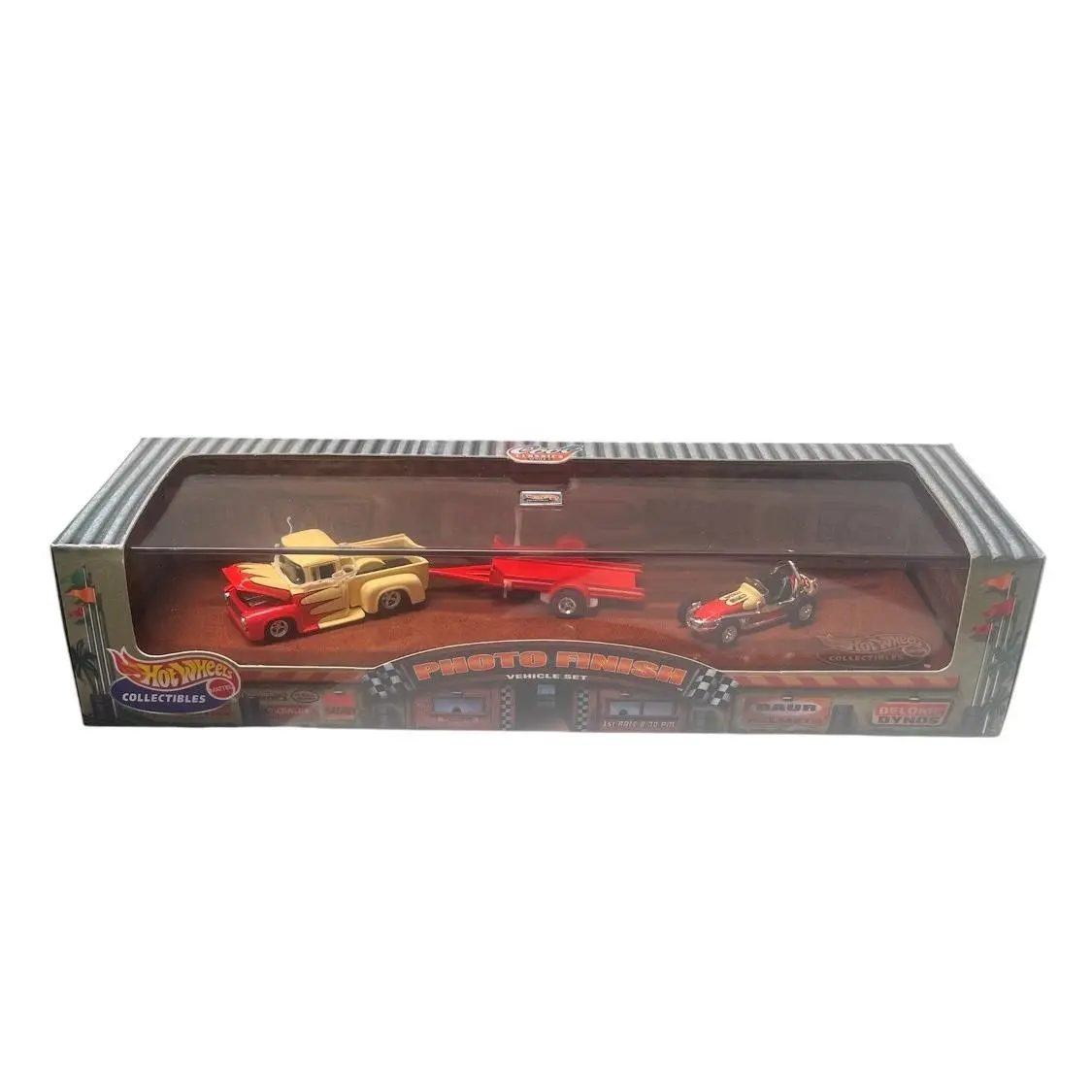 Hot Wheels Photo Finish Vehicle Set 56`s Ford Pickup Truck Trailer Sprint Car