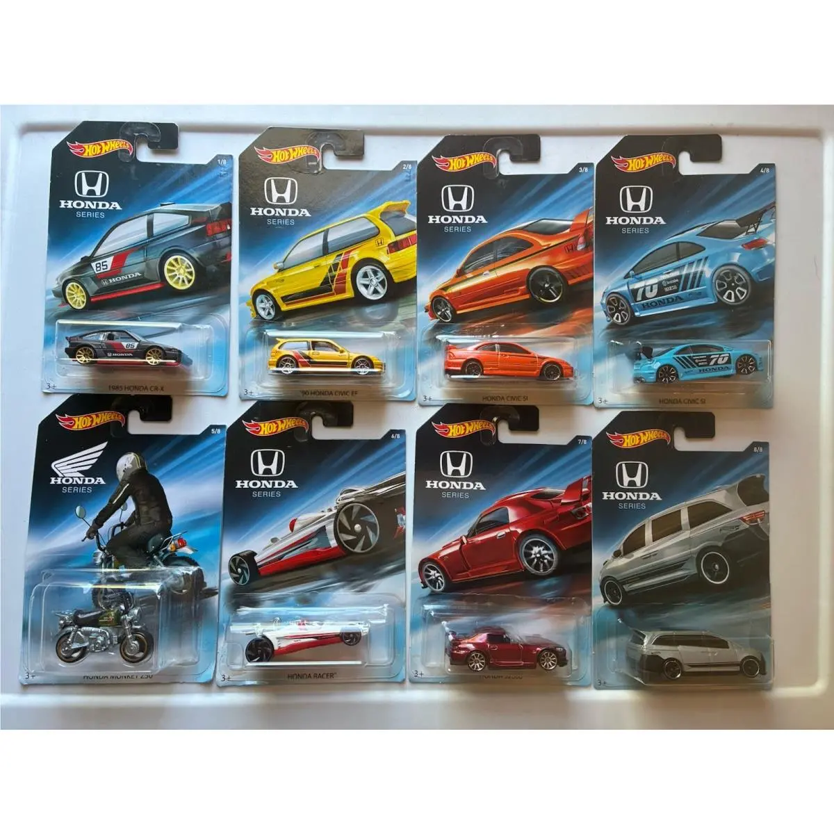 Hot Wheels Honda Series Walmart Exclusive 2017 Complete 8 Car Set