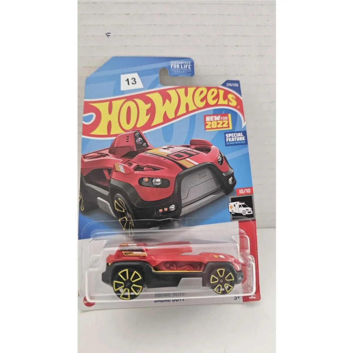 Hot Wheels Drone Duty Red 10/10 HW Rescue Special Feature Car Diecast 1:64 Scale