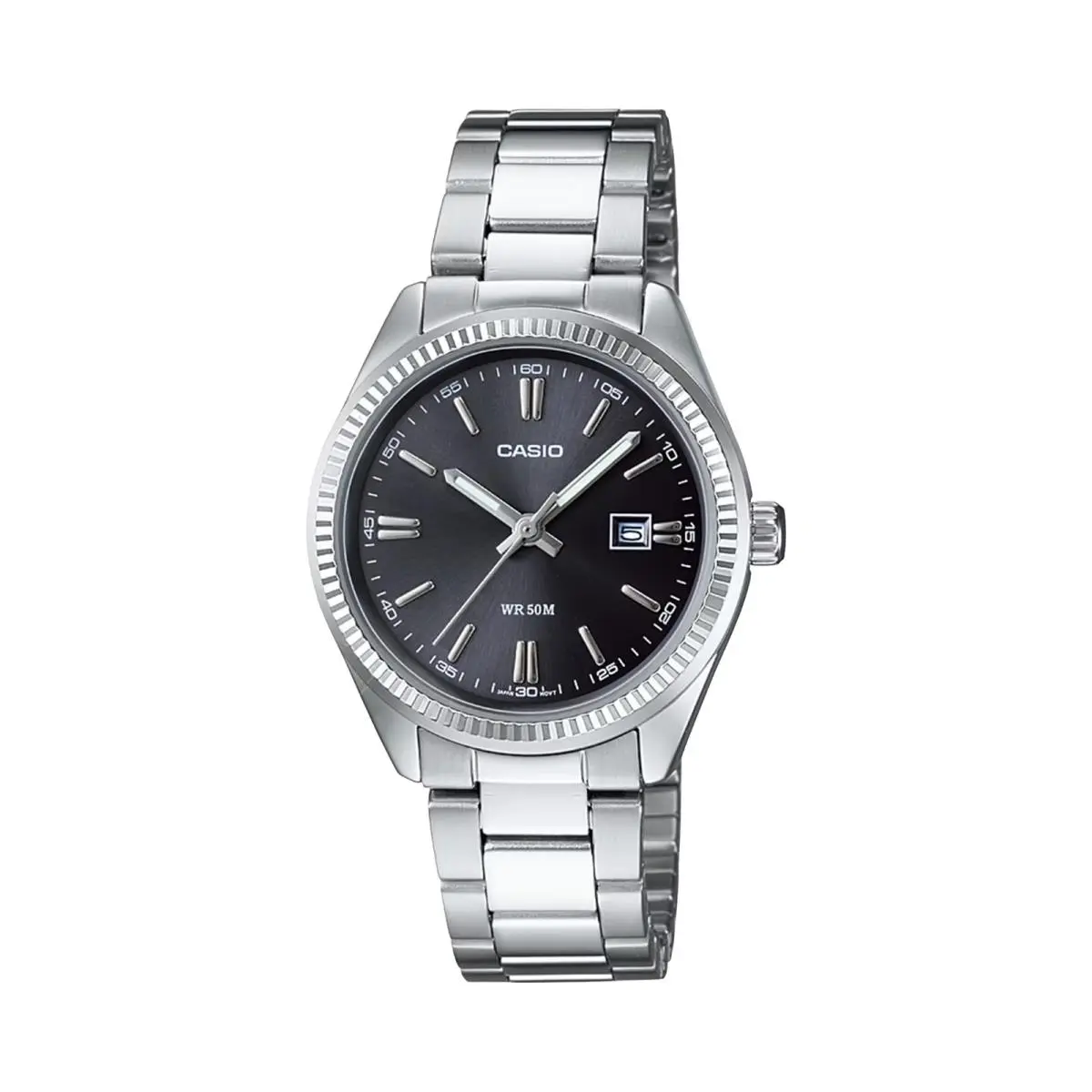 Casio Women’s Classic Stainless Steel Black Dial Analog Watch - LTP-1302D-1A1V - Silver