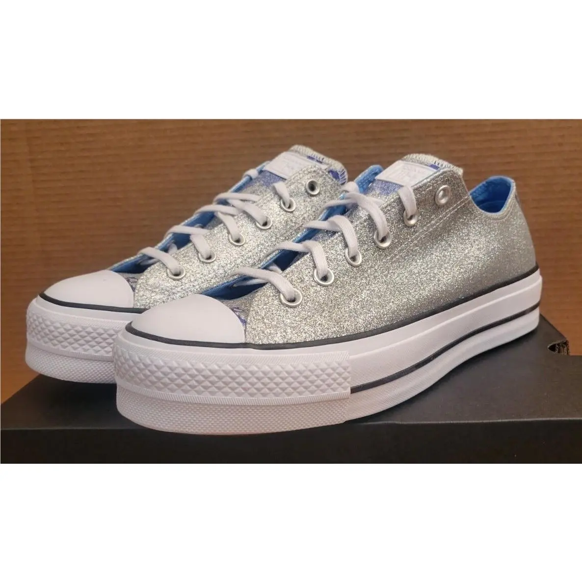 Converse Women`s Ctas Lift Ox - Hybrid Shine 10.5 Silver/blue/white 571674C