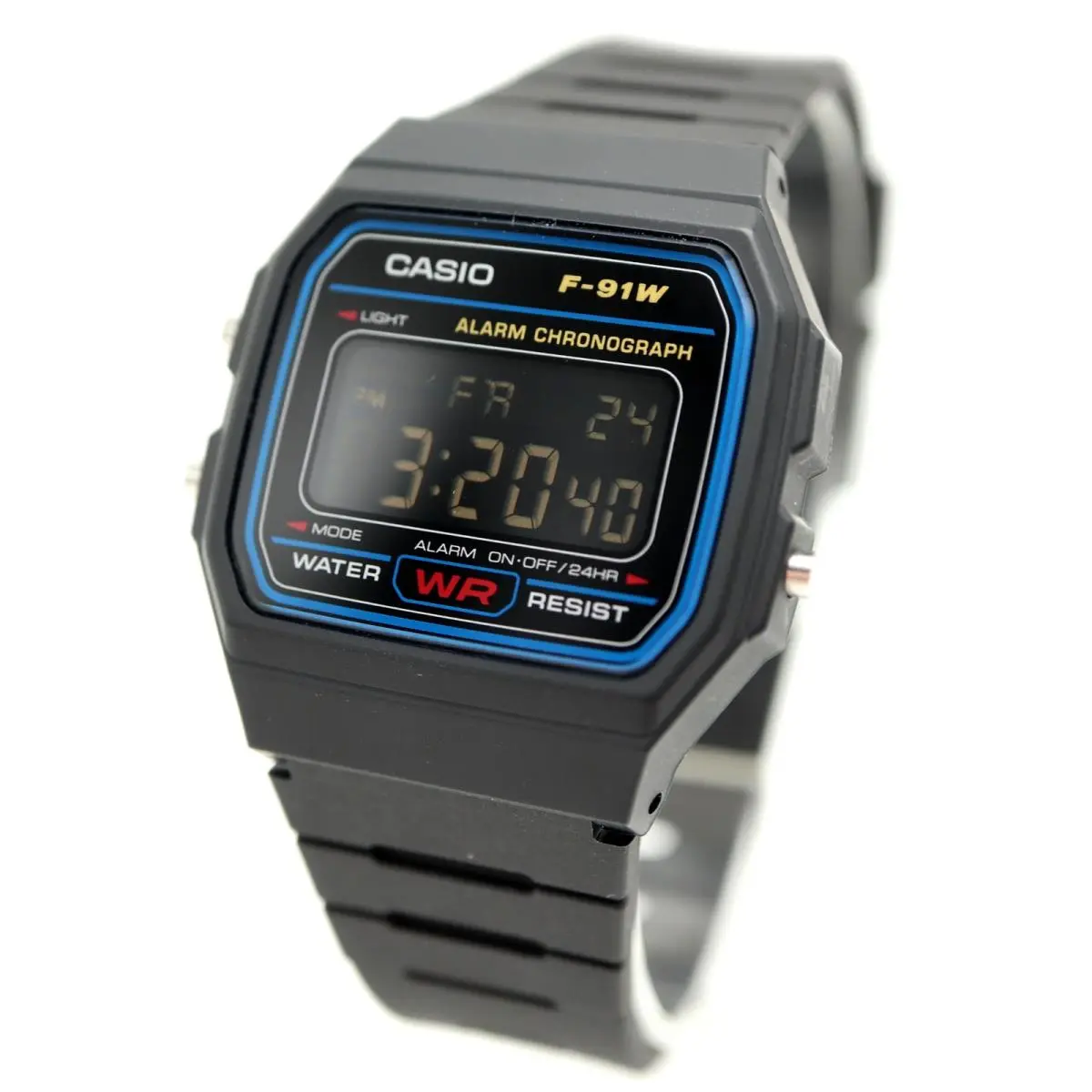 Casio F-91W Black Negative Display Digital 35mm Watch Alarm Chrono w Battery