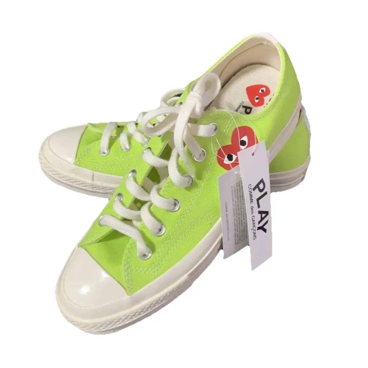 Converse X Play Comme Des Garcons Unisex Green Low Top Sneakers Heart M7 W9
