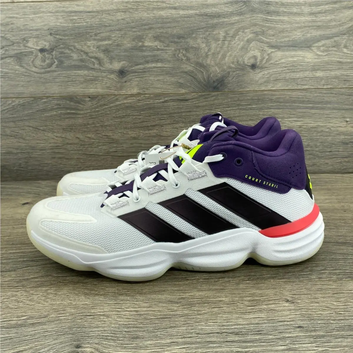 Adidas Courtstabil M Shoes Men Size 11.5 White Purple Court Sneakers JH5163