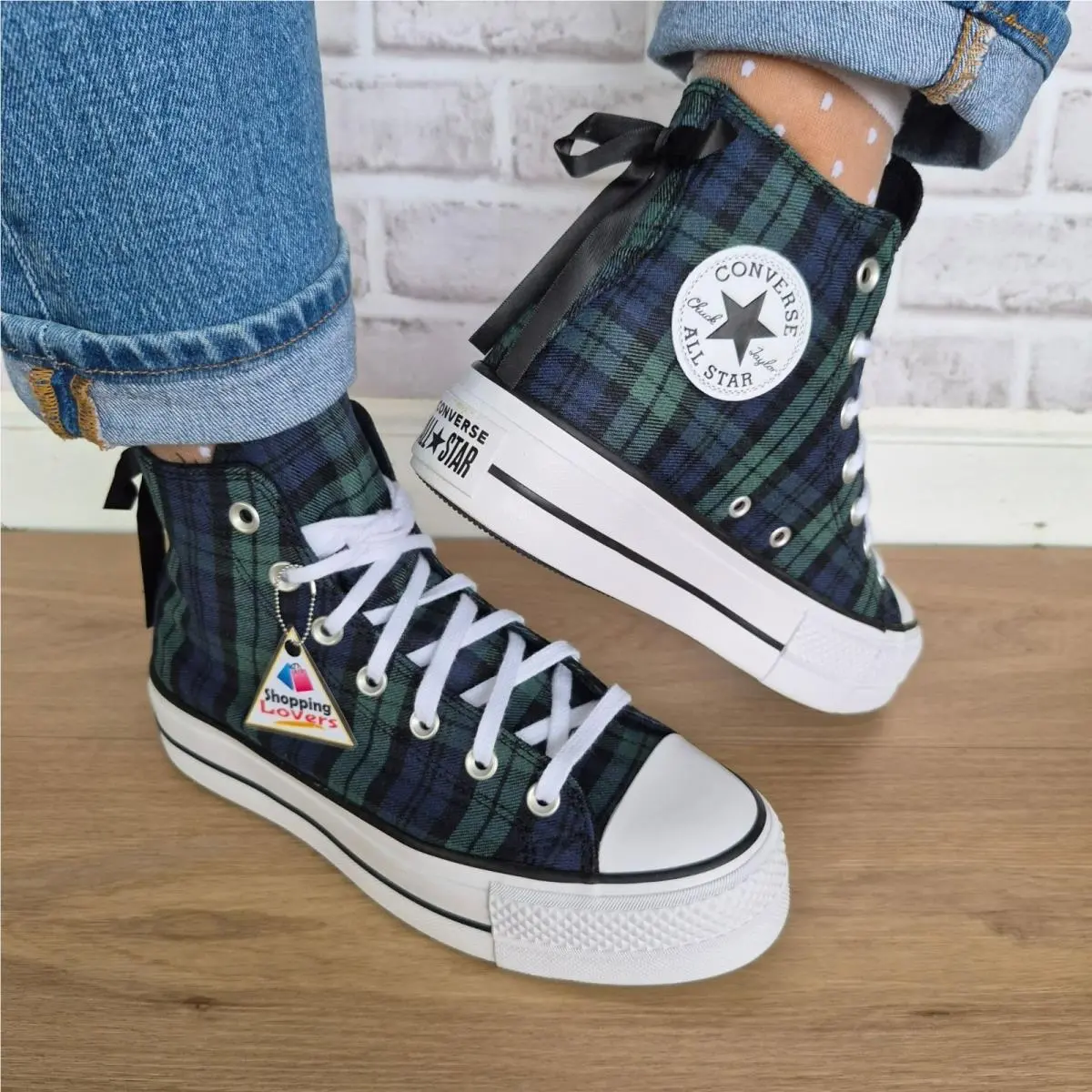 Converse Chuck Taylor Lift Platform Plaid Sz 8 Womens Shoes Sneaker Navy A13879C