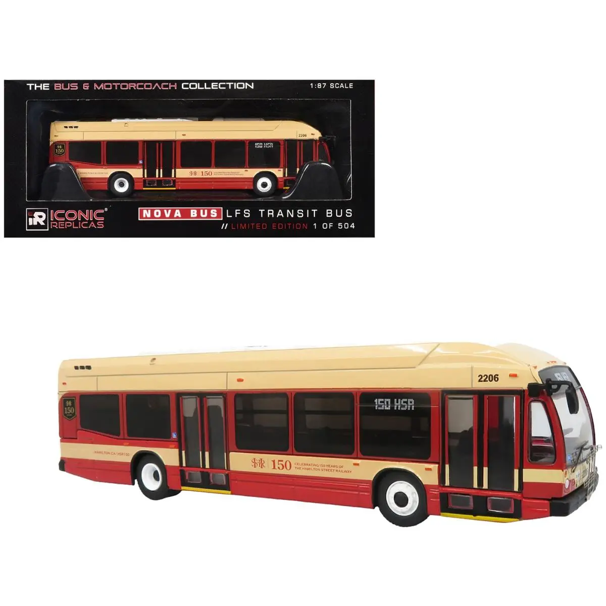Nova Bus Lfs Hev Transit Bus Cream Red 1/87 The Bus Motorcoach Collection HO