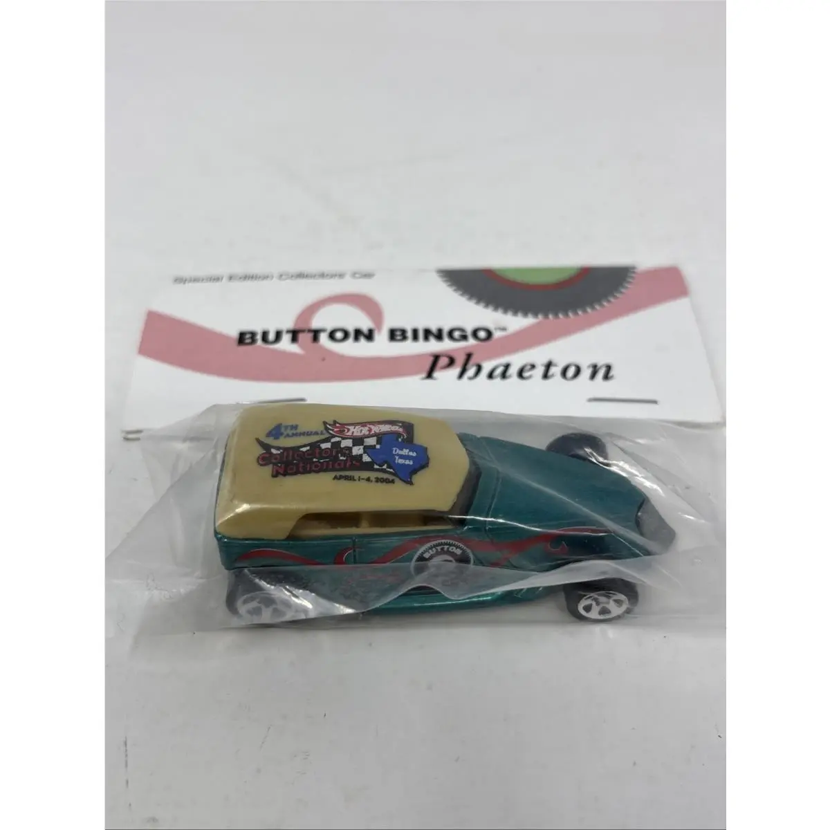 Hot Wheels 4th Annual Collectors Nationals Button Bingo Turquoise Phaeton 1/30