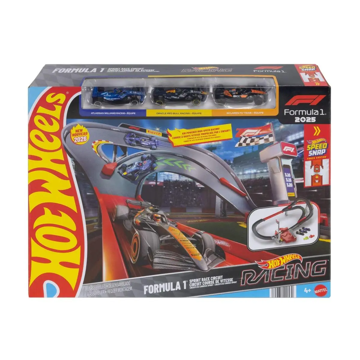 Hot Wheels Track Set 1:64 Scale Mclaren Formula 1 Team Oracle Red Bull Racing