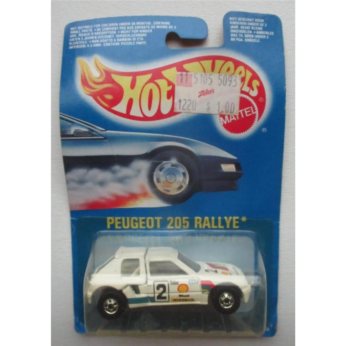 Card 1989 Hot Wheels 1469 White Peugeot 205 Ralllye 2 International