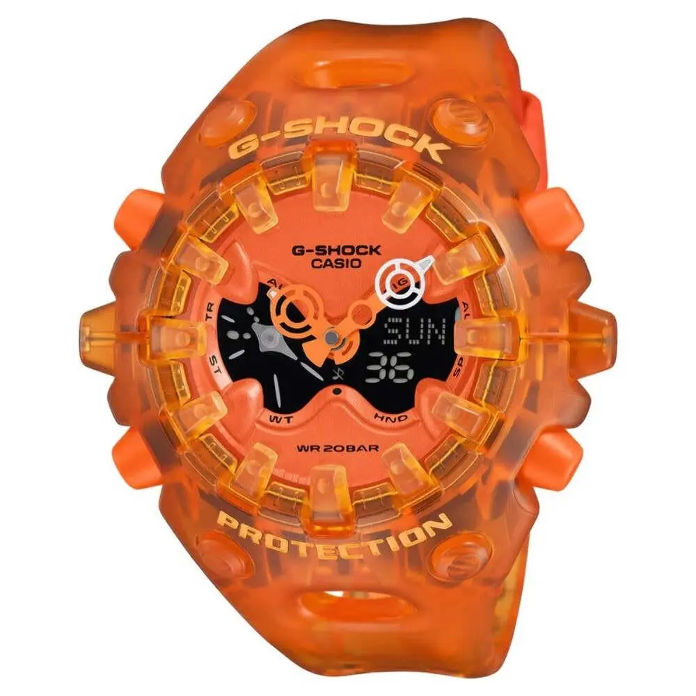 G-shock Men`s Japanese Quartz Analog Digital Orange Resin Watch 58.2mm GAV01SKE