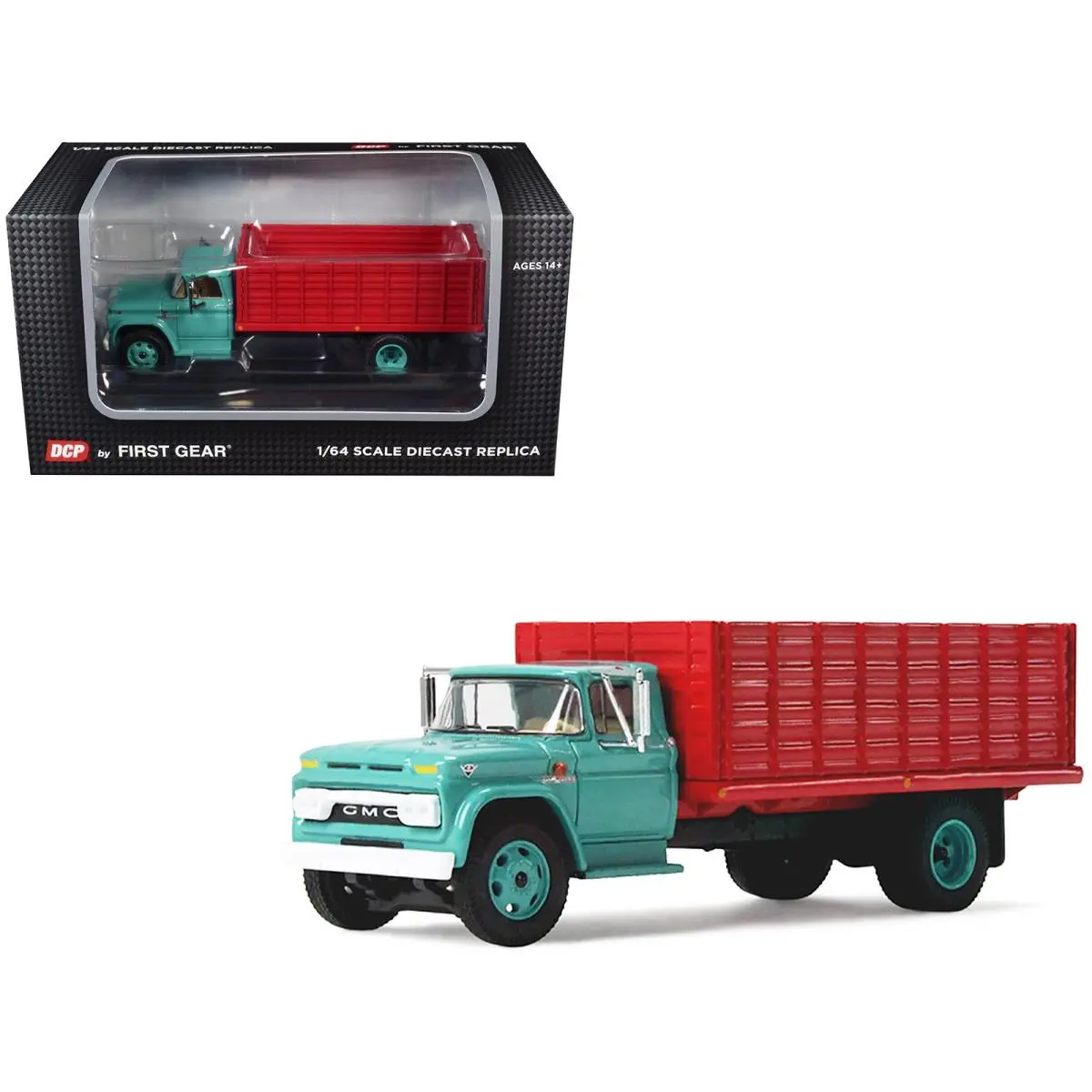 Gmc 4000 Grain Truck Turquoise with Red Container 1/64