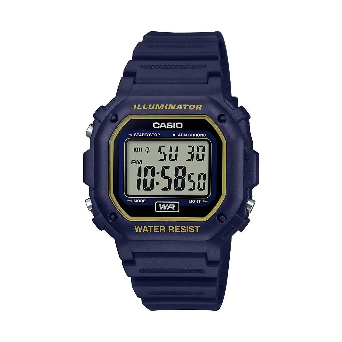 Casio Mens Digital Watch Illuminator Water Resistant Led Alarm Stopwatch Date Day - Blue, Dial: Gray, Blue, Band: Blue