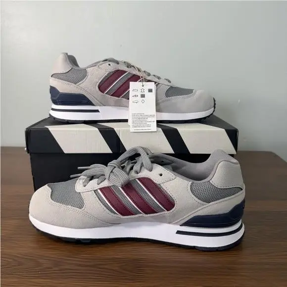 Adidas Run 80s Mens Sneakers Grey Burgundy Navy ID1882 Size 8