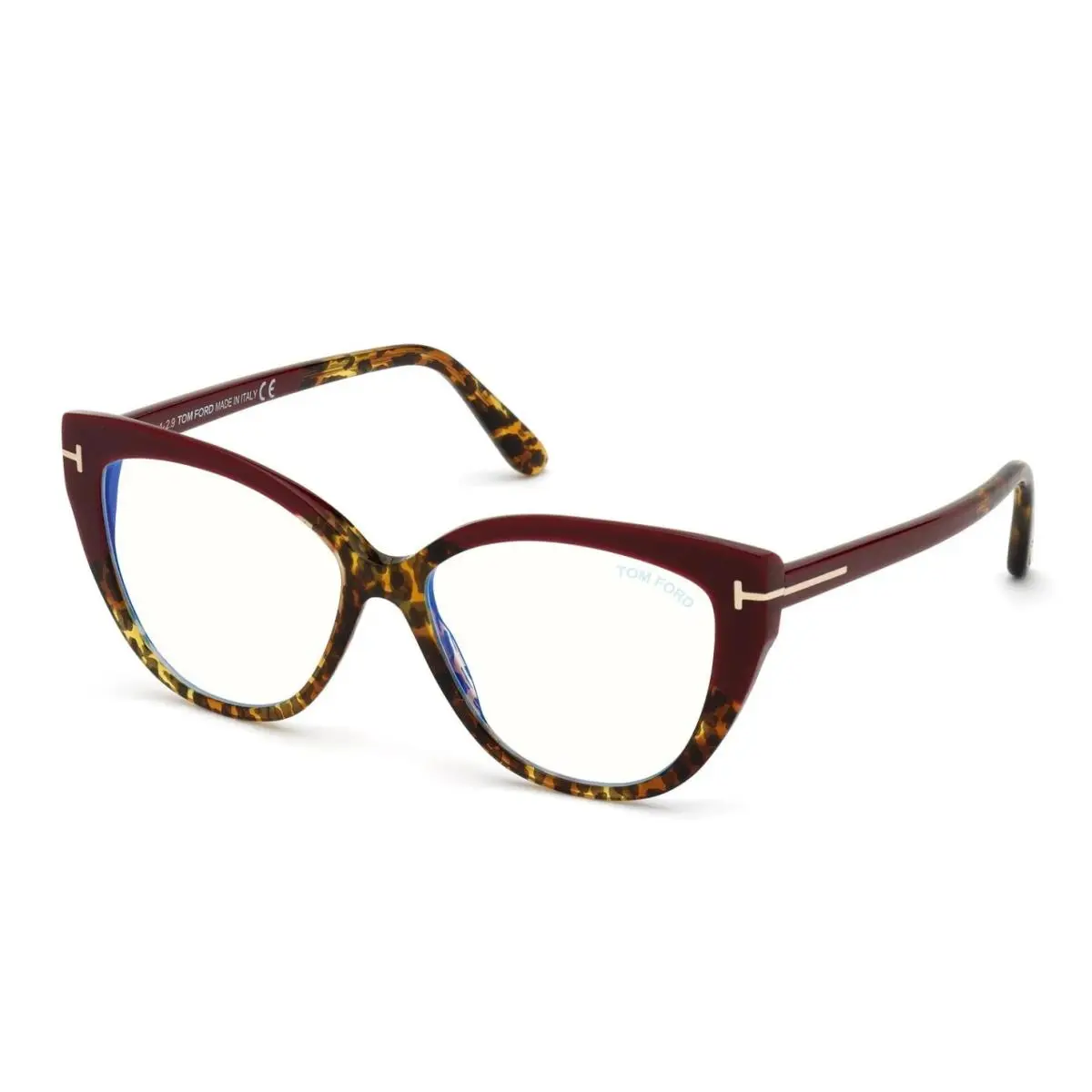 Tom Ford TF5673-B 056 Burgundy Vintage Leopard Eyeglasses Frame
