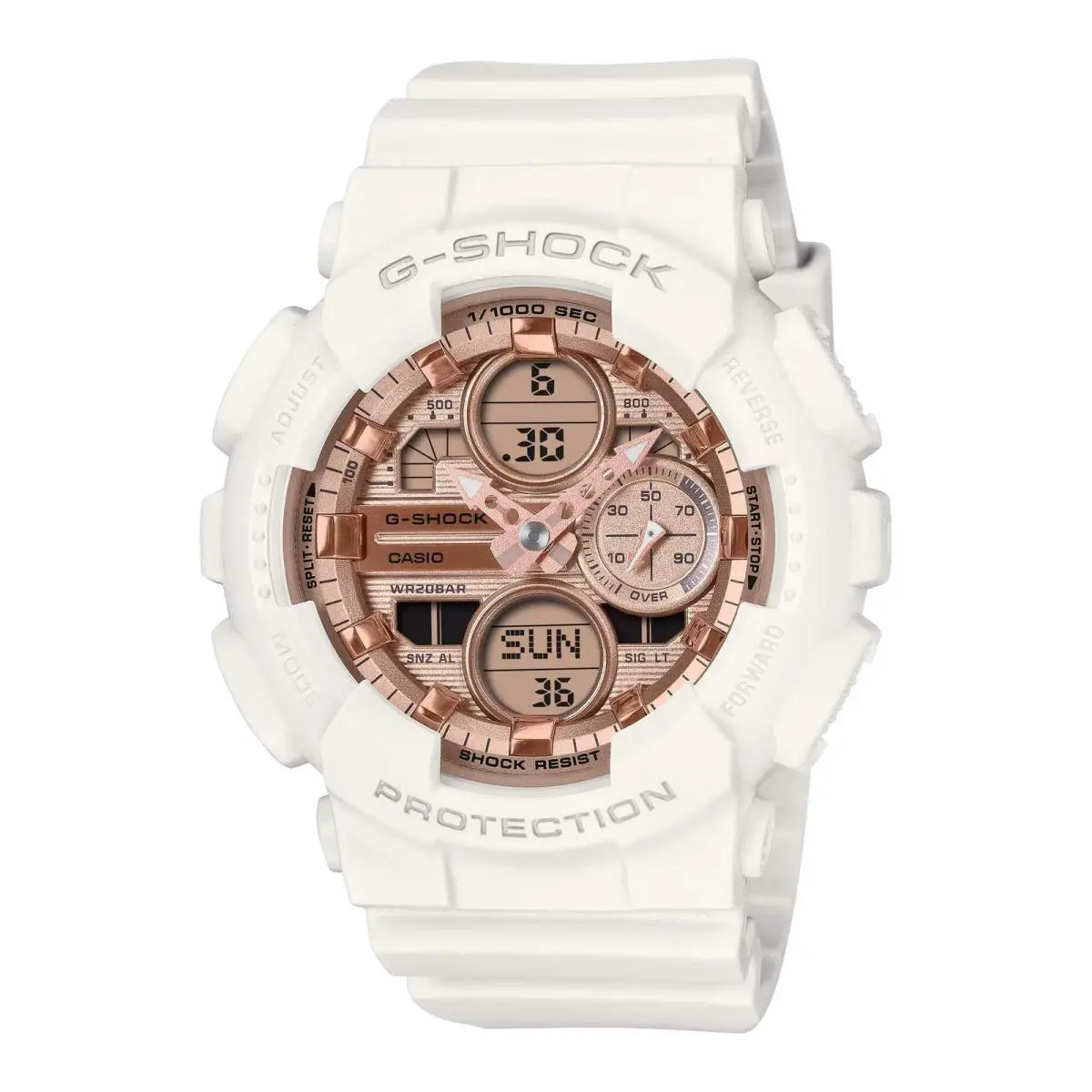 Casio G-shock GMAS140PG-7A Rose Gold Analog-digital White Rubber Women`s Watch