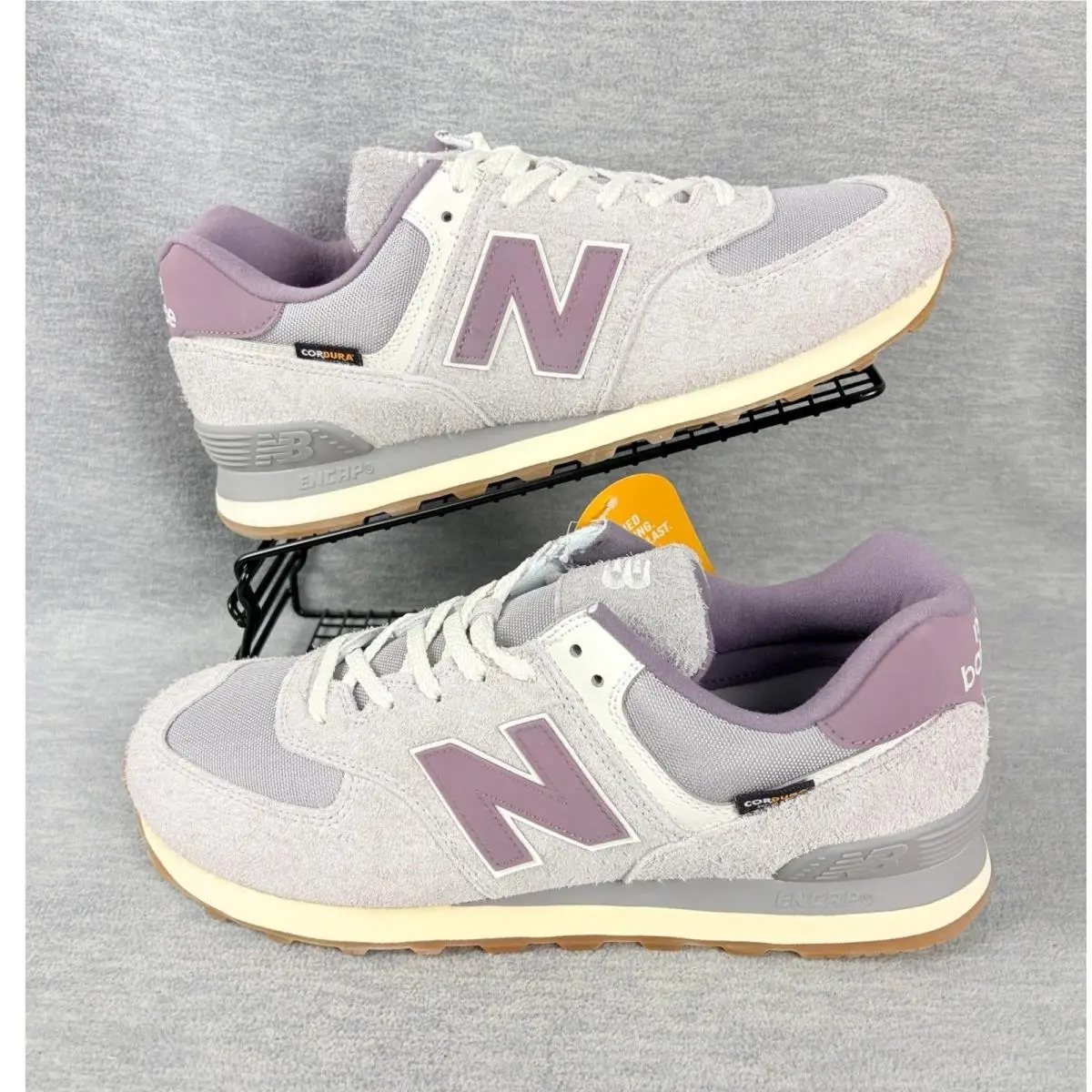New Balance 574 Sneakers Womens 14.5 Grey Purple Cordura Suede Lifestyle Comfort