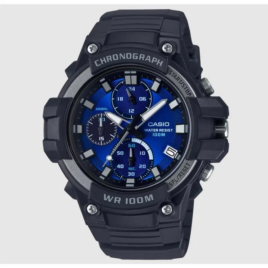 Analog Men’s Watch Chronograph Royal Blue Dial Black Straps - MCW-110H-2A2 by Casio