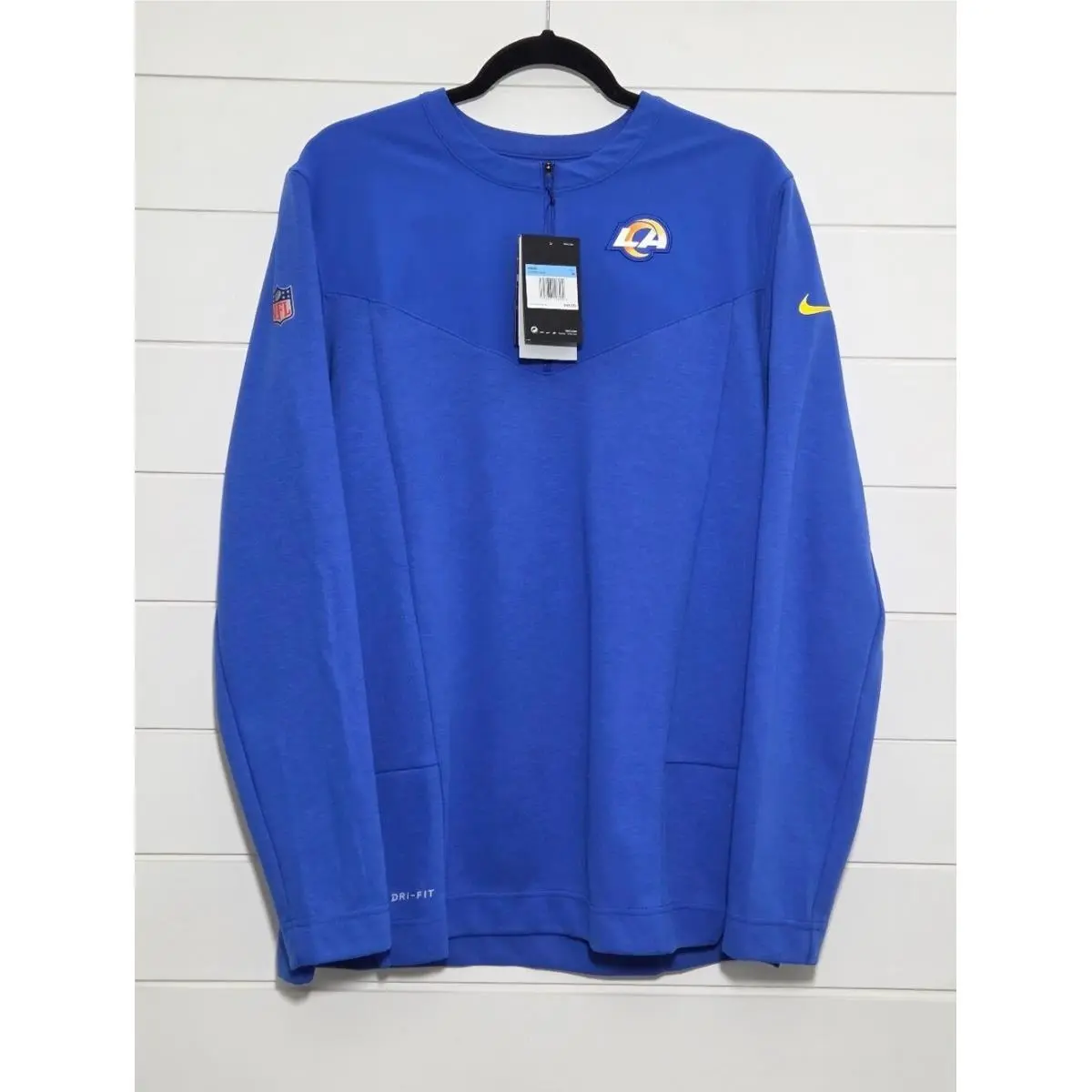 Nike Dri Fitroyal Los Angeles Rams Quarter-zip Long Sleeve Top Size M /upf 40+