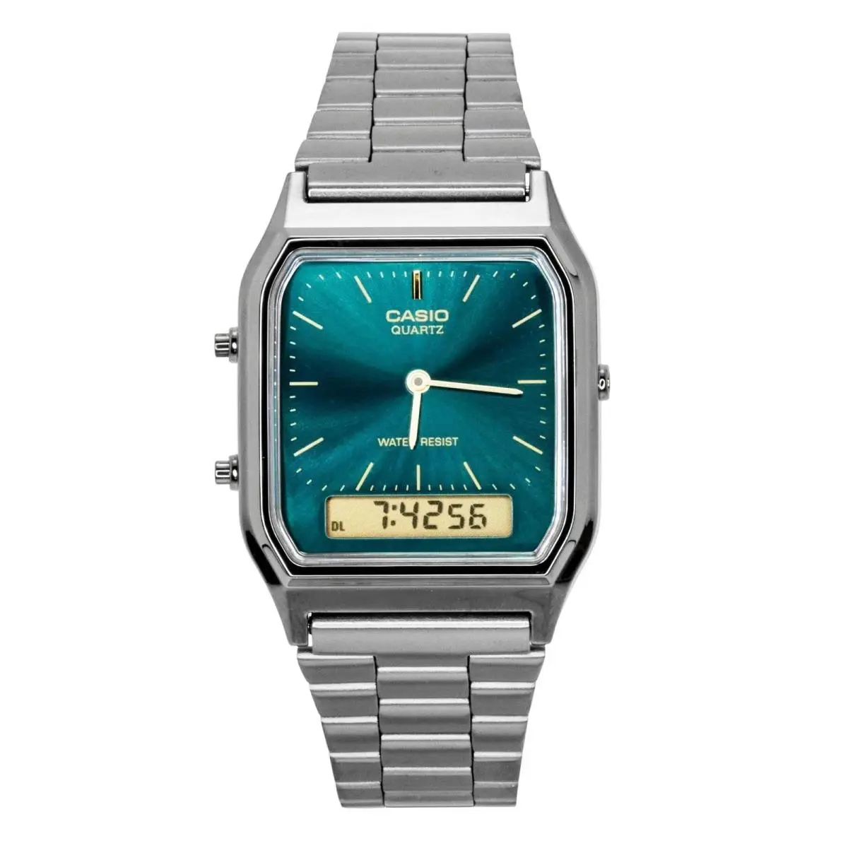 Vintage Green Dial Stainless Steel Quartz Casual AQ-230EGG-3A Unisex Watch by Casio