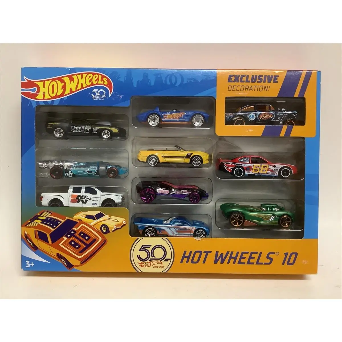Hot Wheels 50th Anniversary 1:64 Diecast Car 10-Pack Exclusive Decoration
