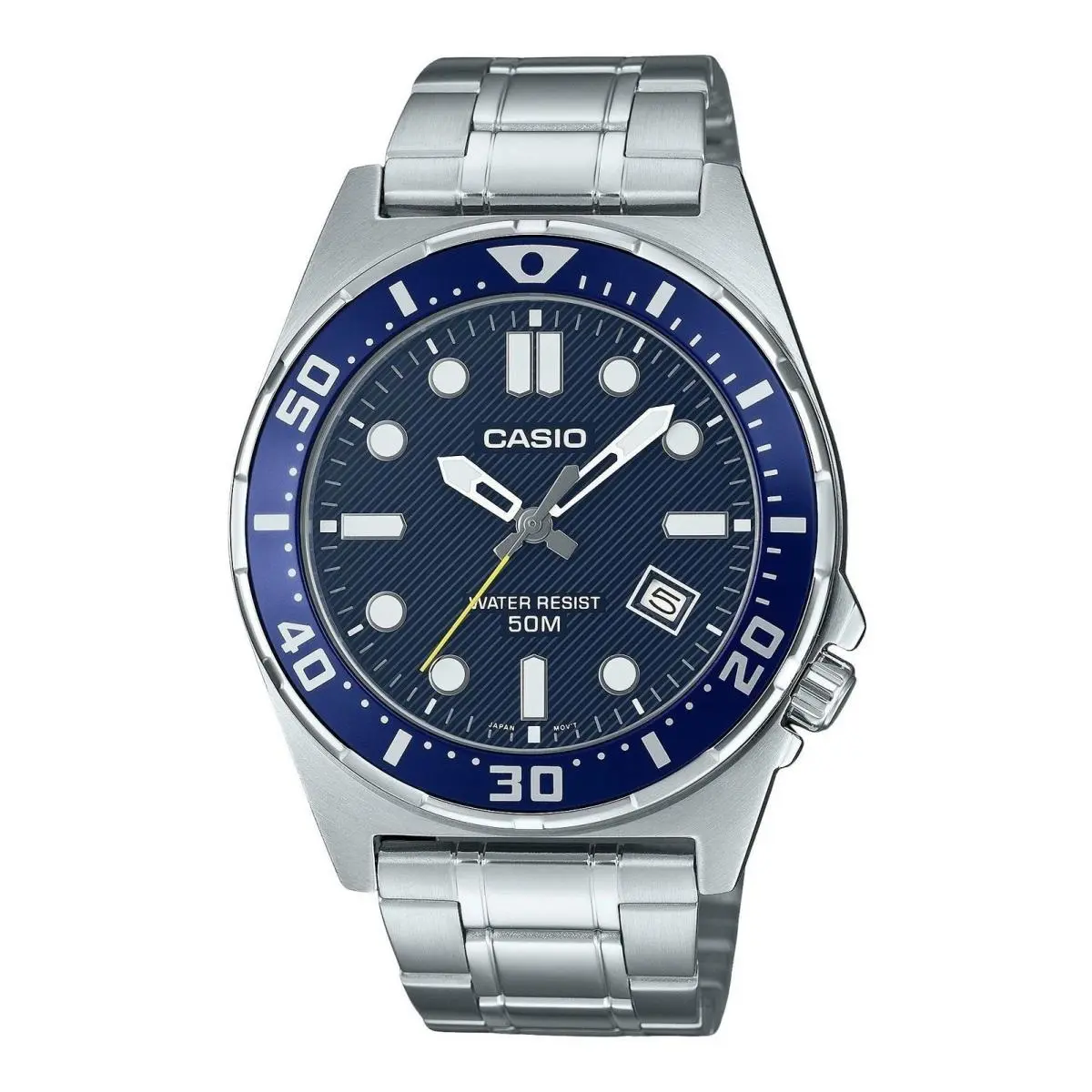 MTD-135D-2A Men`s Blue Dial Stainless Steel Sport Quartz Watch by Casio
