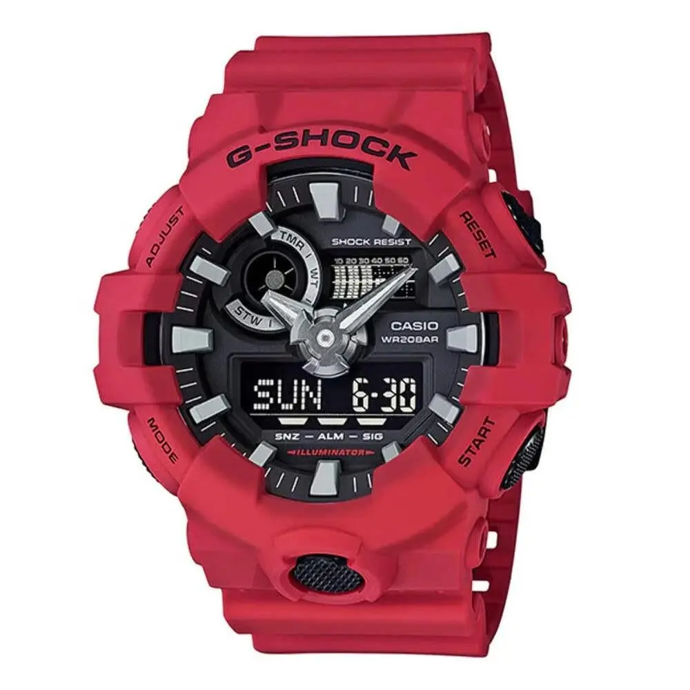 Men`s Casio G-shock Analog-digital Red Resin Strap Watch GA700-4A
