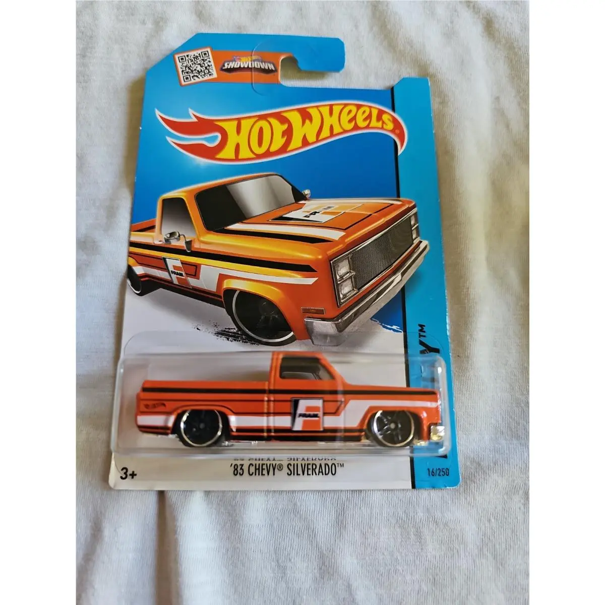 2015 Hot Wheels `83 Chevy Silverado Orange 16/250 Great Card Performance Fram