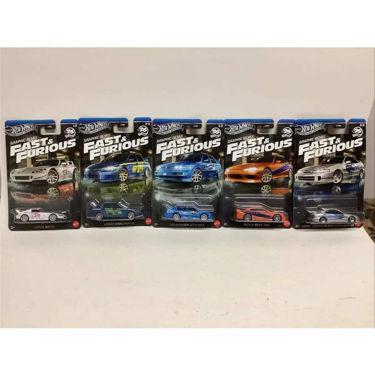 Hot Wheels Fast and Furious Silver Series Graphics Remix Set Of 5 Cars