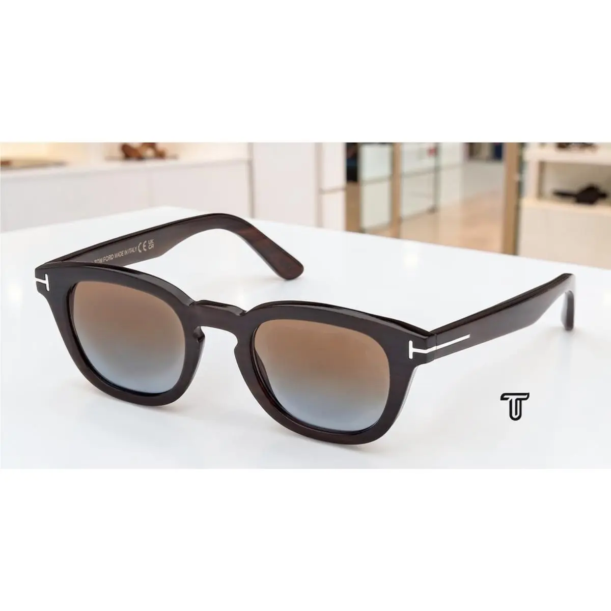 FT1045 P 62F Horn Brown Horn Gradient Brown 48 mm Men`s Sunglasses by Tom Ford