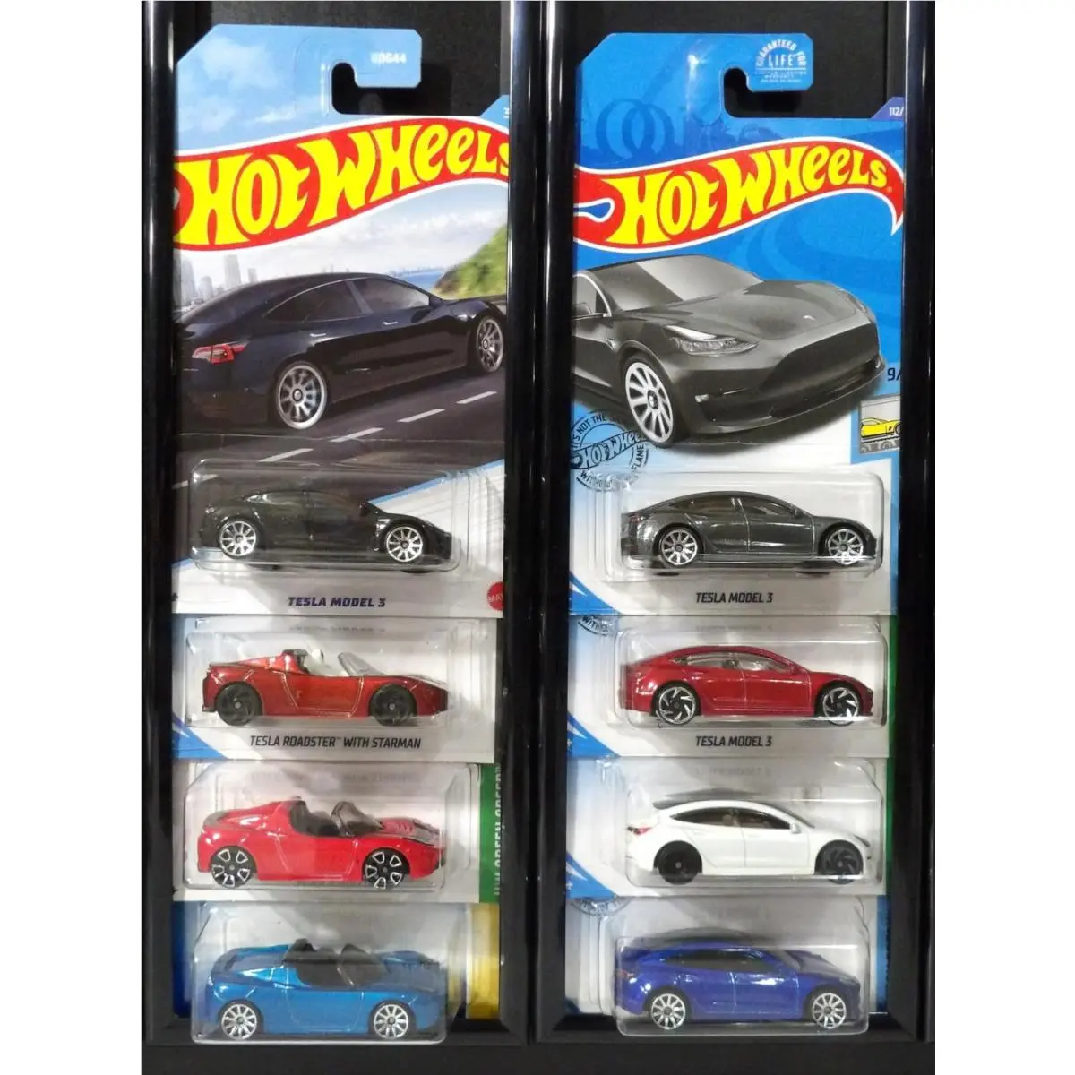 Hot Wheels Tesla Model 3 Tesla Roadster with Starman Red Blue Gray White 8 Cars