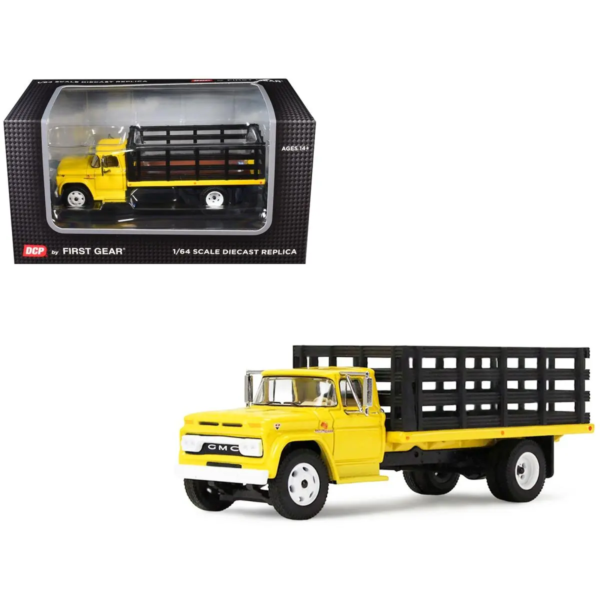 Gmc 4000 Stake Truck Bright Yellow 1/64 Diecast Model by Dcp/first Gear