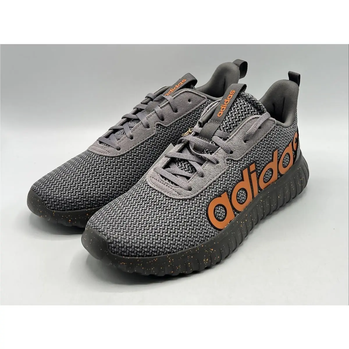 Adidas Kaptir Base Men`s Size 9 Gray Orange Sneakers JQ4632