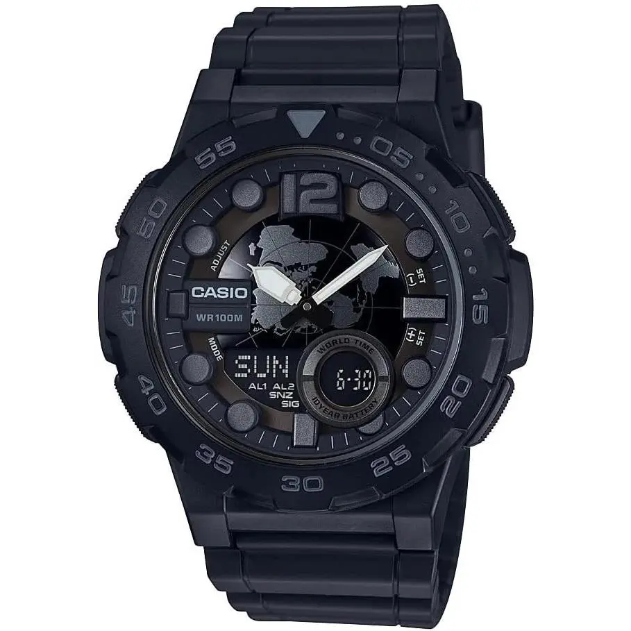 Reloj Para Hombre  Resistente Al Agua Hora Mundial Oro by Casio