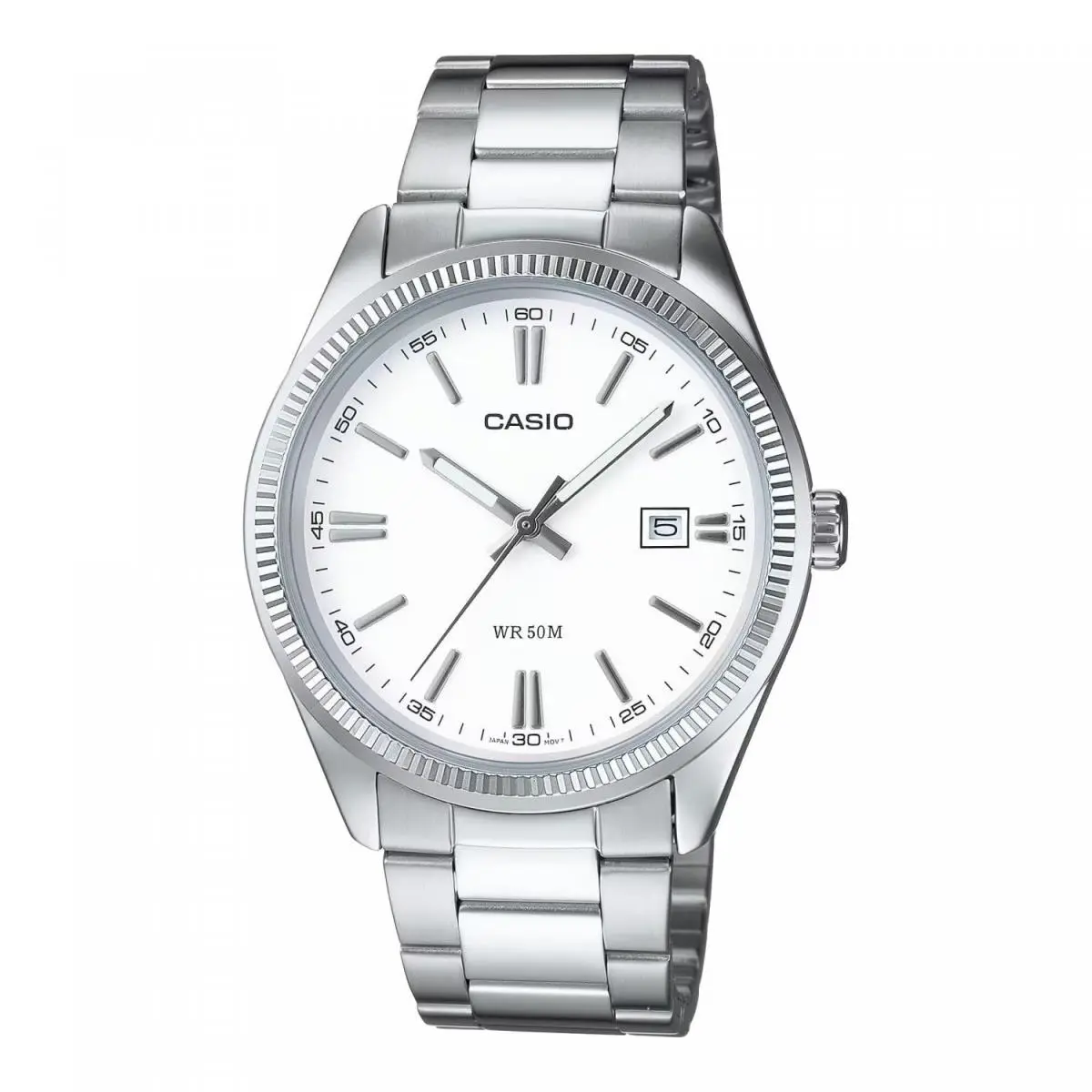 Classic White Dial Stainless Steel Date Watch MTP-1302PD-7A1VEF by Casio