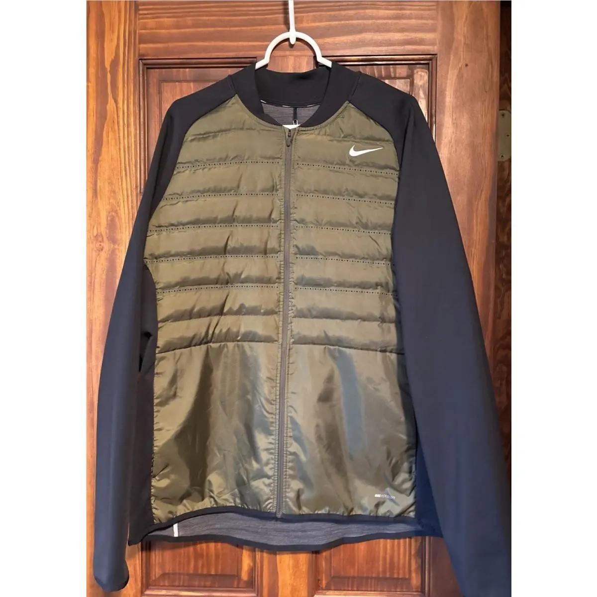 Men`s Nike Golf Aeroloft Long Sleeve Jacket XL Olive Green and Black