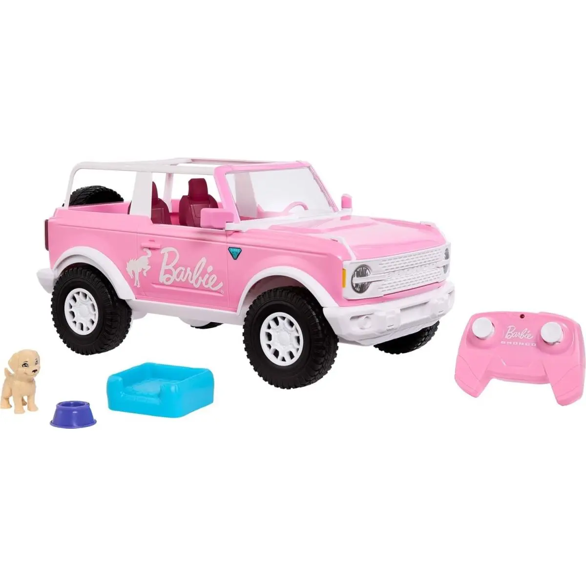 Hot Wheels RC Barbie Ford Bronco Remote Control Car w/ Puppy Stickers Fits Dolls
