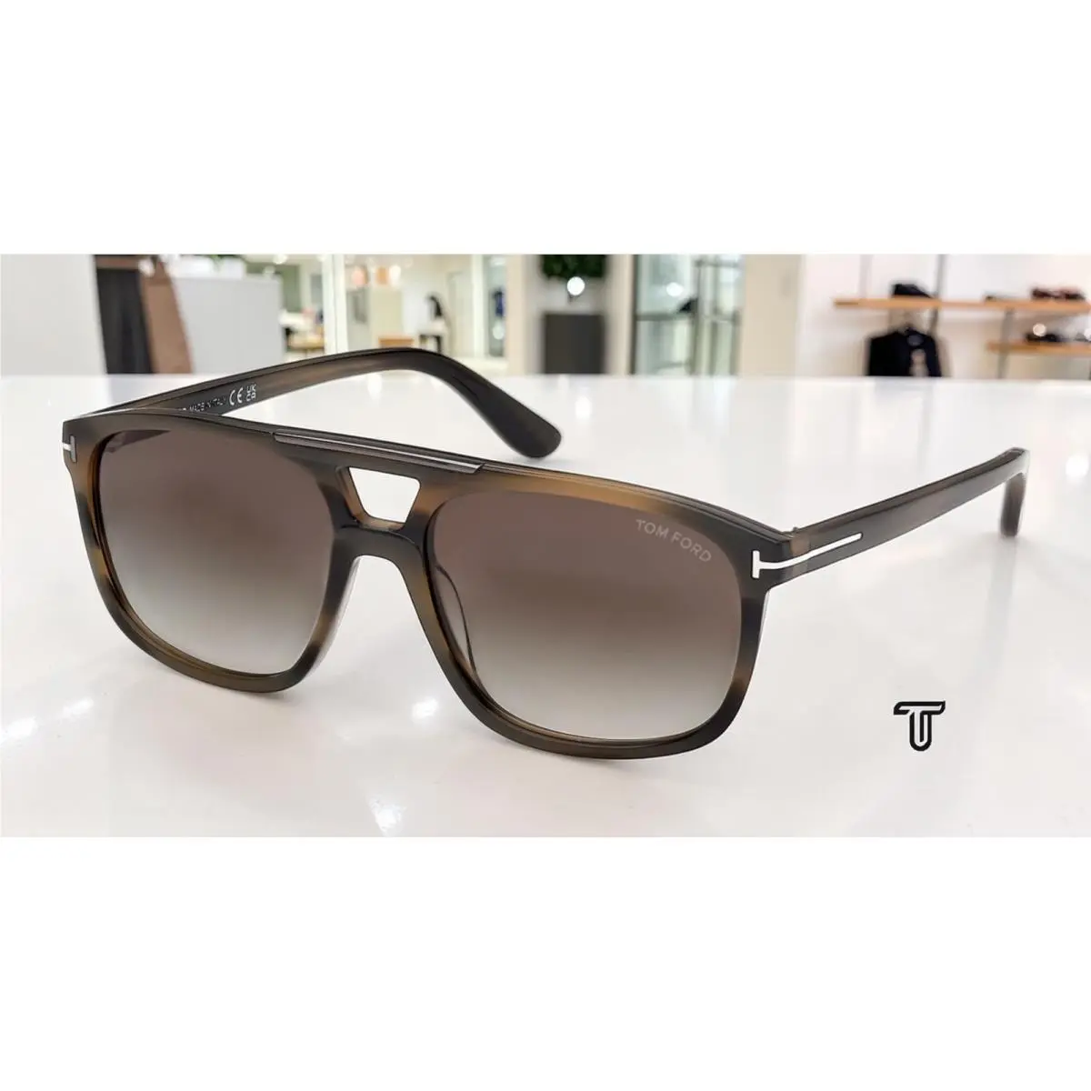 FT1338 55B Acetate Coloure Havana Gradient Smoke 58mm Unisex Sunglasses by Tom Ford