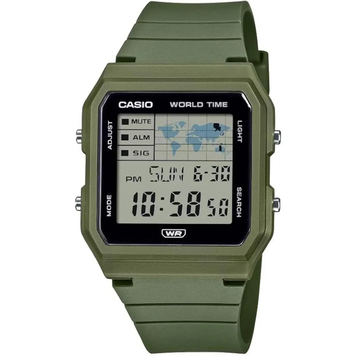 Casio LF30W-3A Digital Green Resin Watch Unisex World Time Led Stopwatch LF-30W