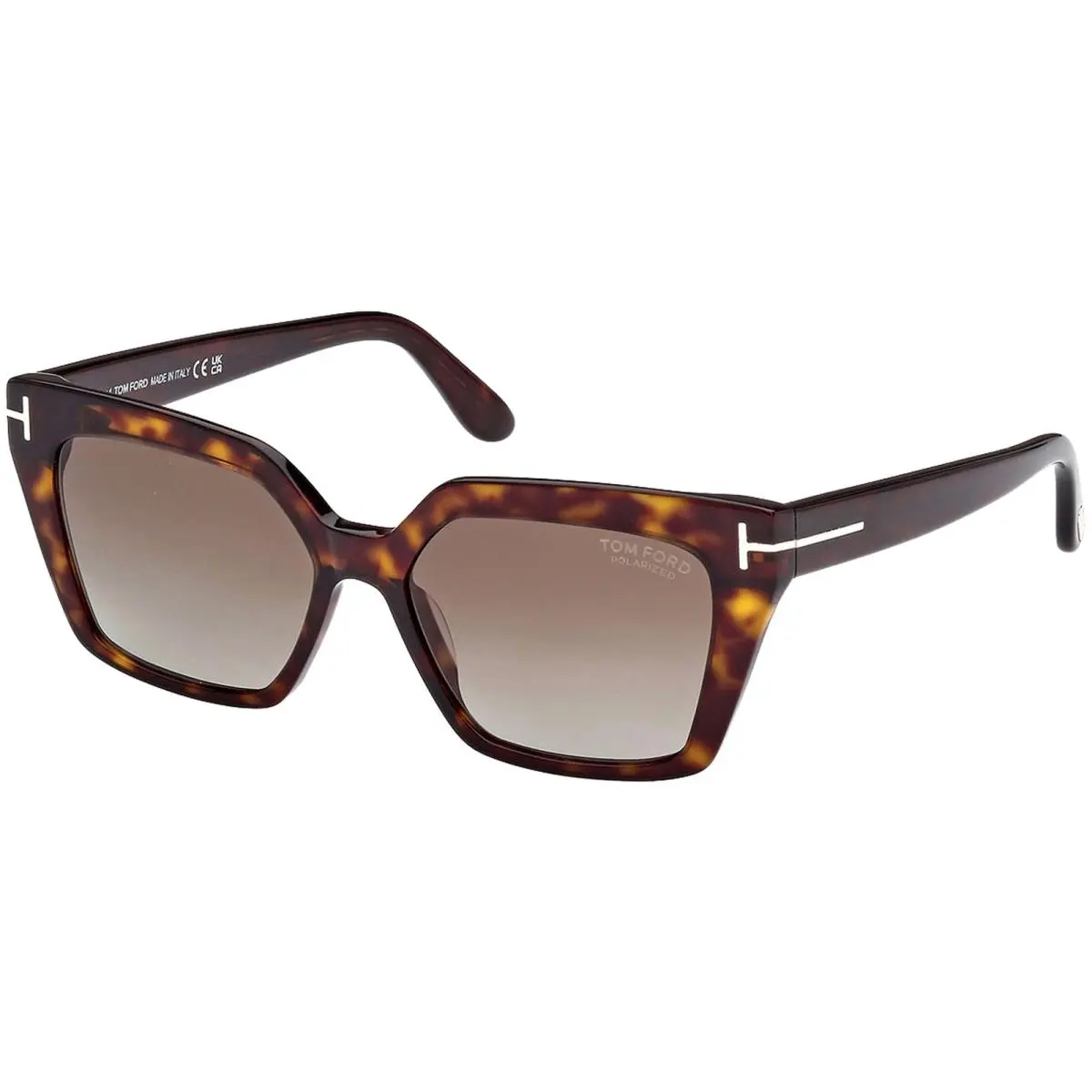 Winona Polarized Dark Havana Geometric Sunglasses - FT1030 52H 53 Italy by Tom Ford