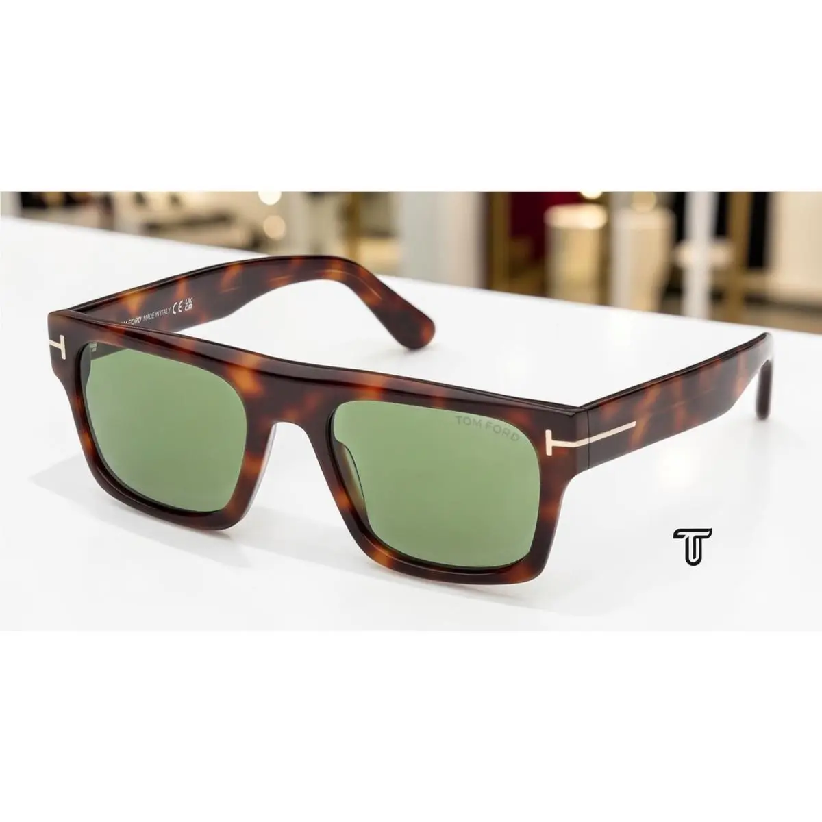 FT1337 F 53N Acetate Blonde Havana Green 55 mm Men`s Sunglasses by Tom Ford