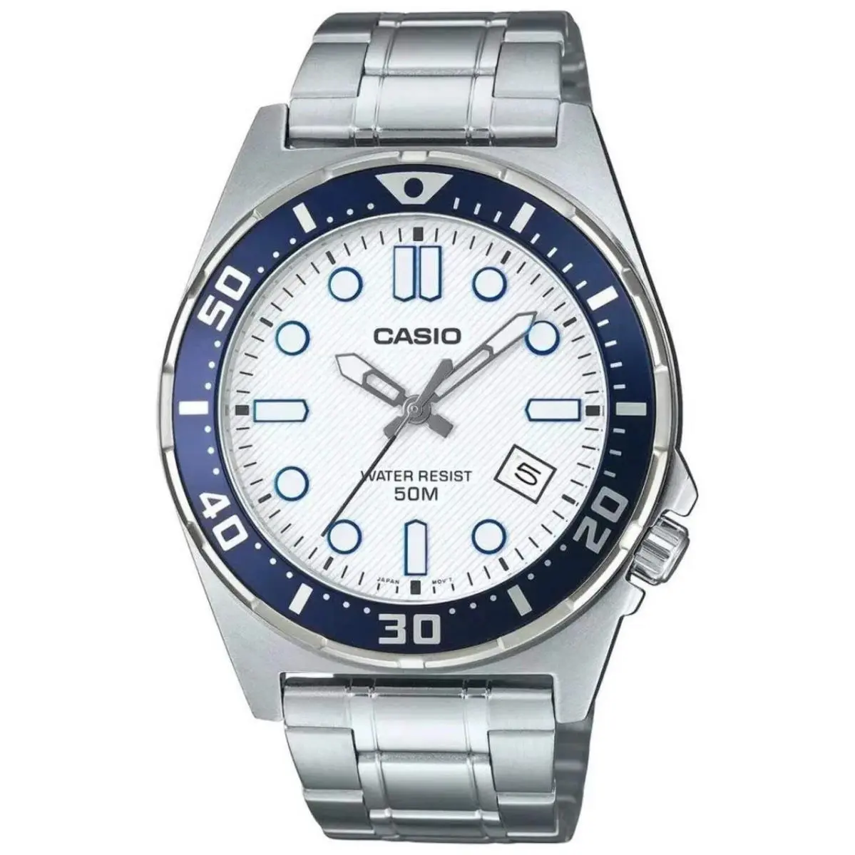 Men`s  White Dial Stainless Steel Band Watch MTD135D MTD-135D-7A by Casio