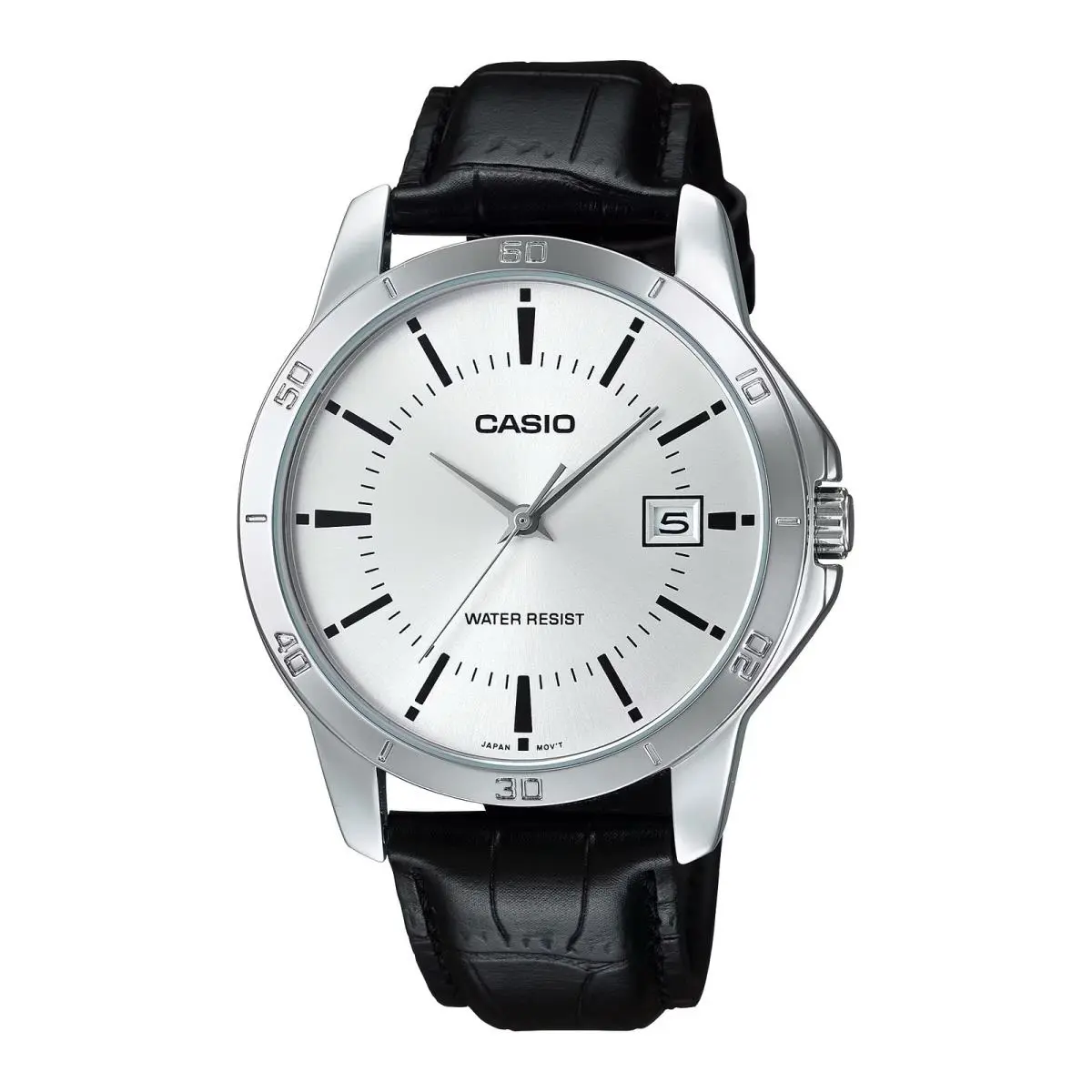 Casio Men’s Silver Dial Brown Leather Strap Analog Watch – MTP-V004L-7CUDF