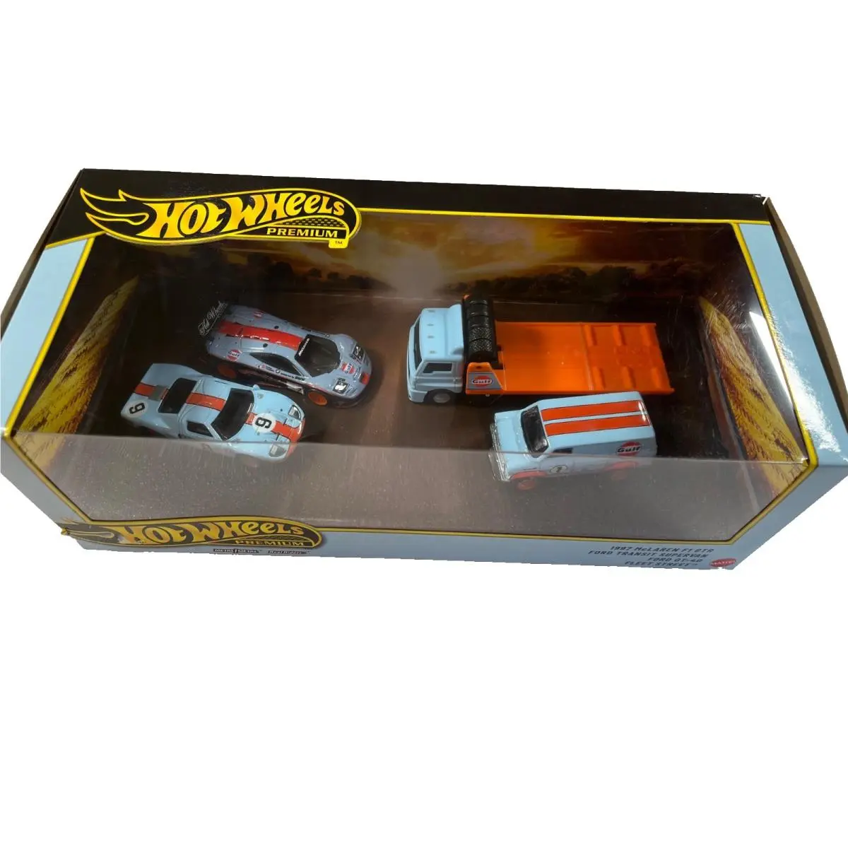 Hot Wheels Premium Diorama Gulf Oil Box Set Mclaren F1 Gtr Ford GT-40 Supervan