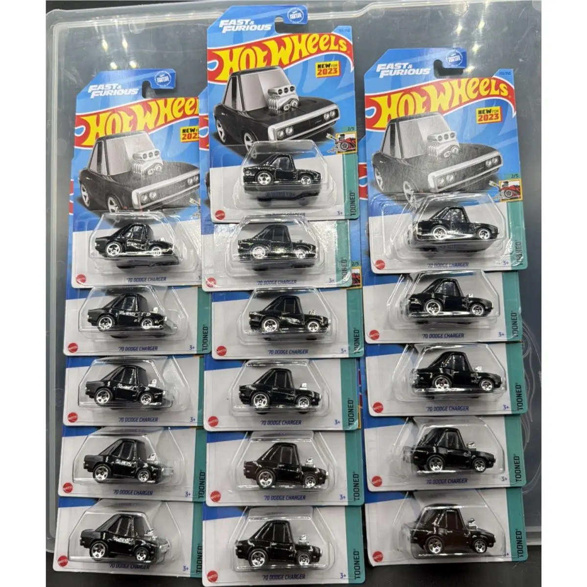 Lot x16 2023 Hot Wheels Tooned Black 70 Dodge Charger Fast and Furious 1/5