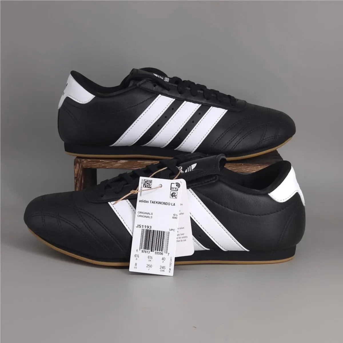 Adidas Taekwondo Lace W Womens Size 8 Black White Leather Gum Sole JS1193