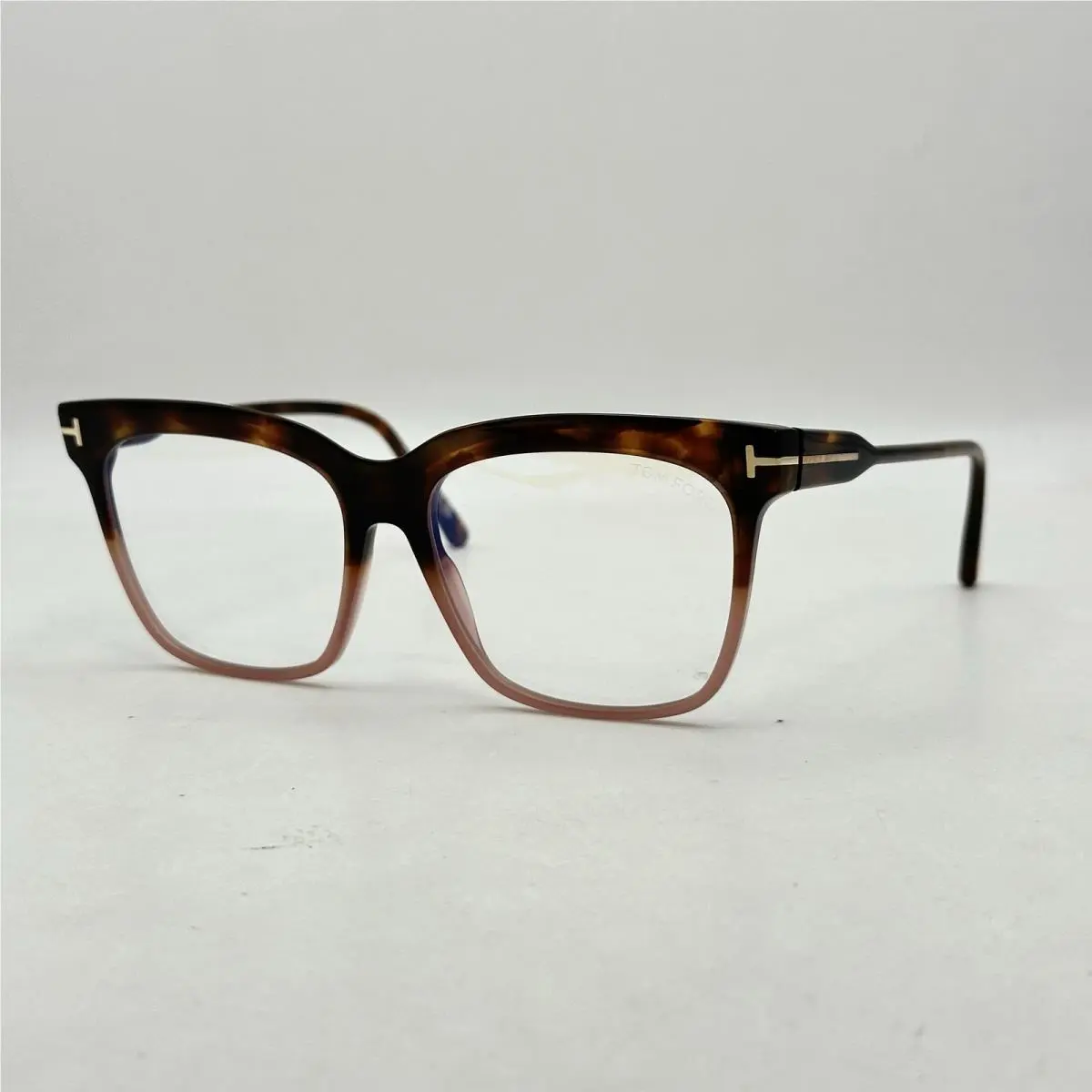 Womens Square Acetate Blue Light Blocking Glasses TF5768B Havana/pink by Tom Ford