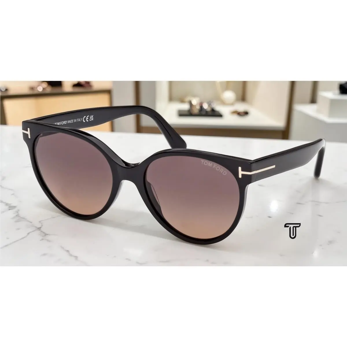 FT1311 01T Acetate Shiny Black Gradient Bordeaux 56mm Womens Sunglasses by Tom Ford
